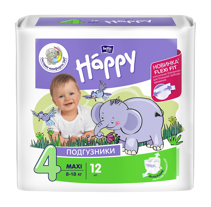 Подгузники bella baby Happy Maxi 8-18кг N12