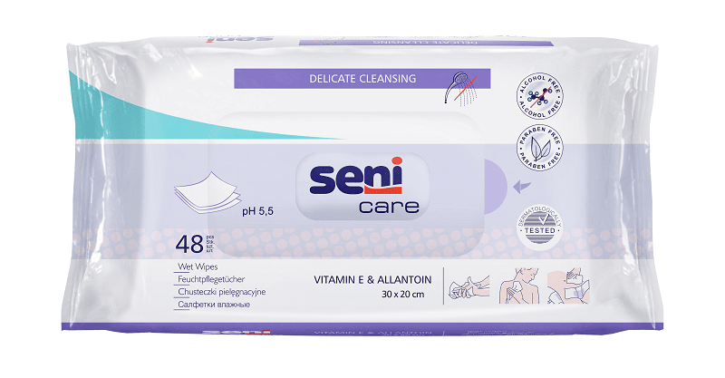 Салфетки влажные Seni Care с витамином E N48