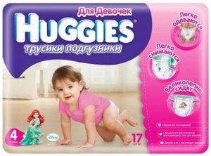 Huggies 4 Подгузники-трусики для девочек 9-14 кг 17 шт.