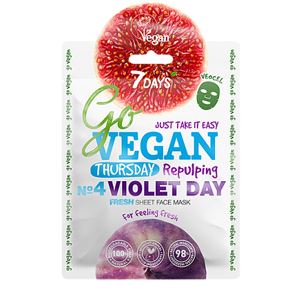 7 Days Go Vegan маска для лица тканевая №4 Violet day