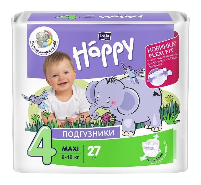 Подгузники bella baby Happy Maxi 8-18кг N27
