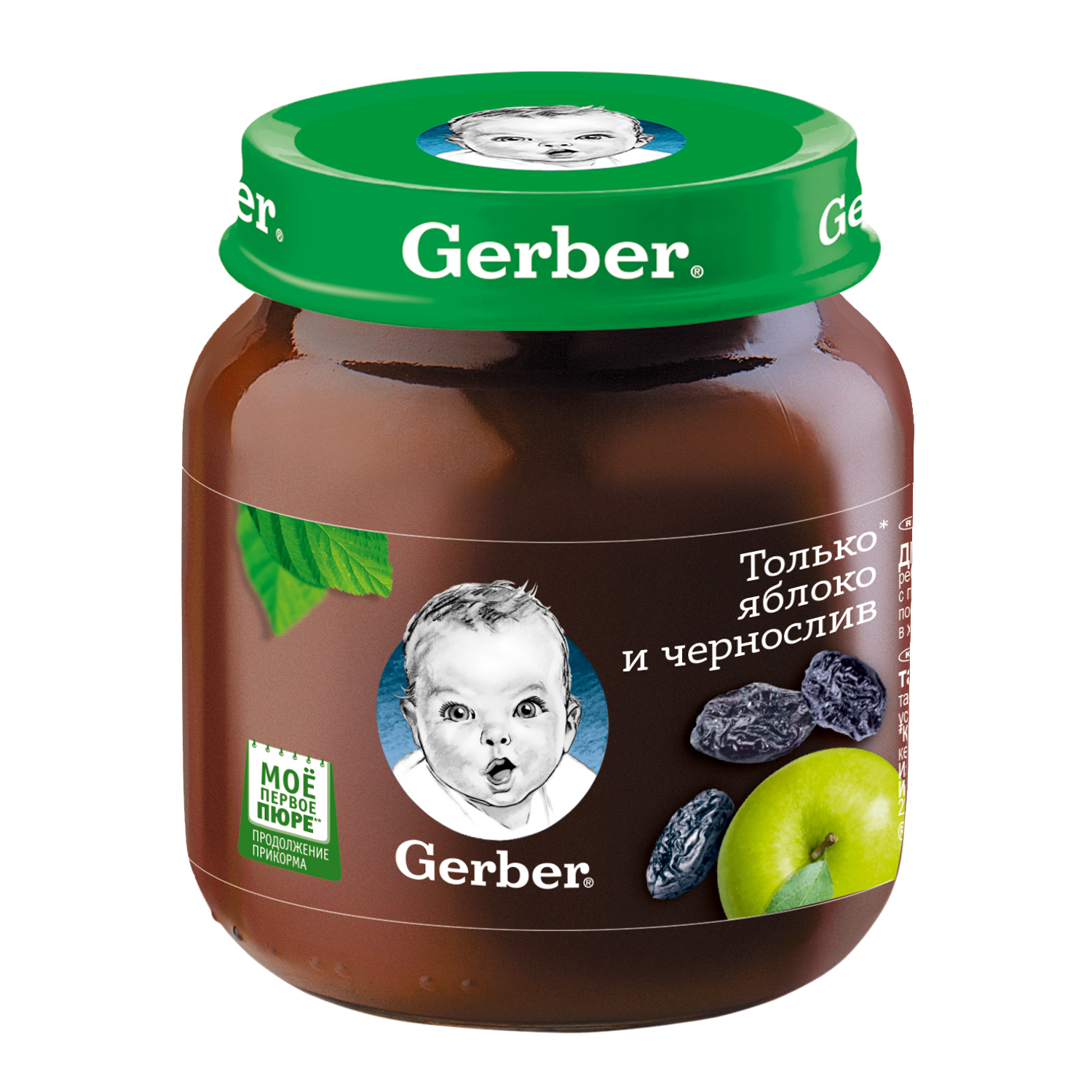Gerber Только Яблоко и чернослив первая ступень 130г фруктовое пюре (Гербер)