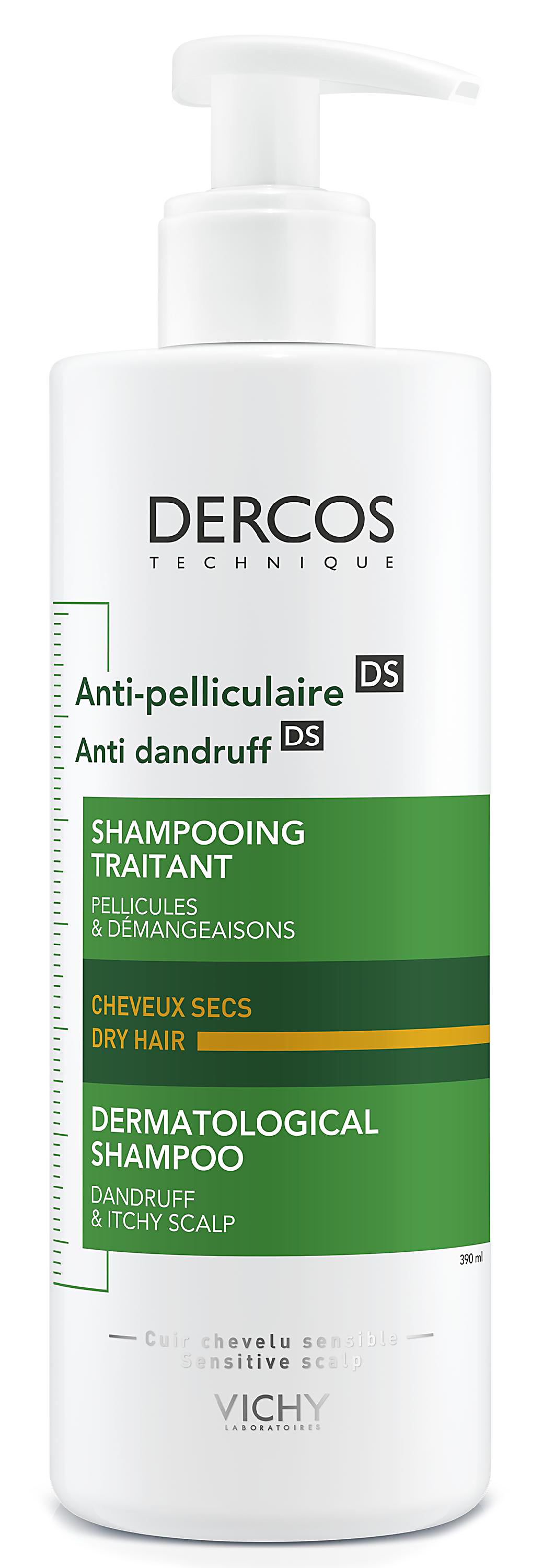 Dercos шампунь-уход против перхоти для сухих волос интенсивный 390мл Vichy (Виши)