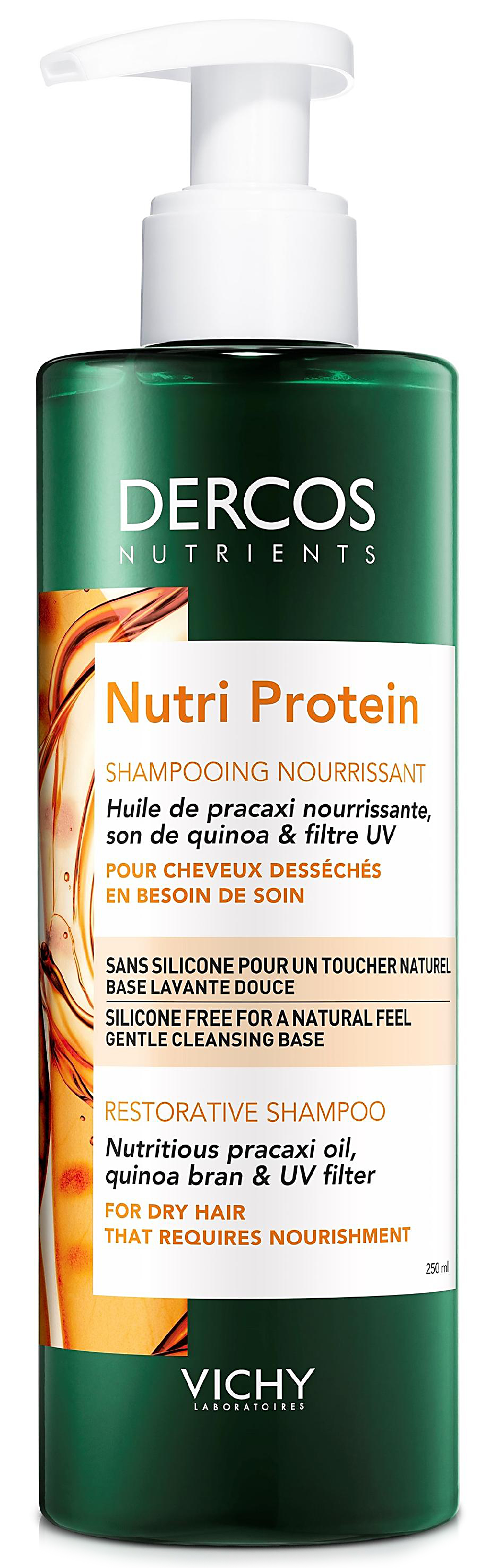 Dercos nutrients nutri protein шампунь восстанавливающий для секущихся и поврежденных волос 250мл Vichy (Виши)