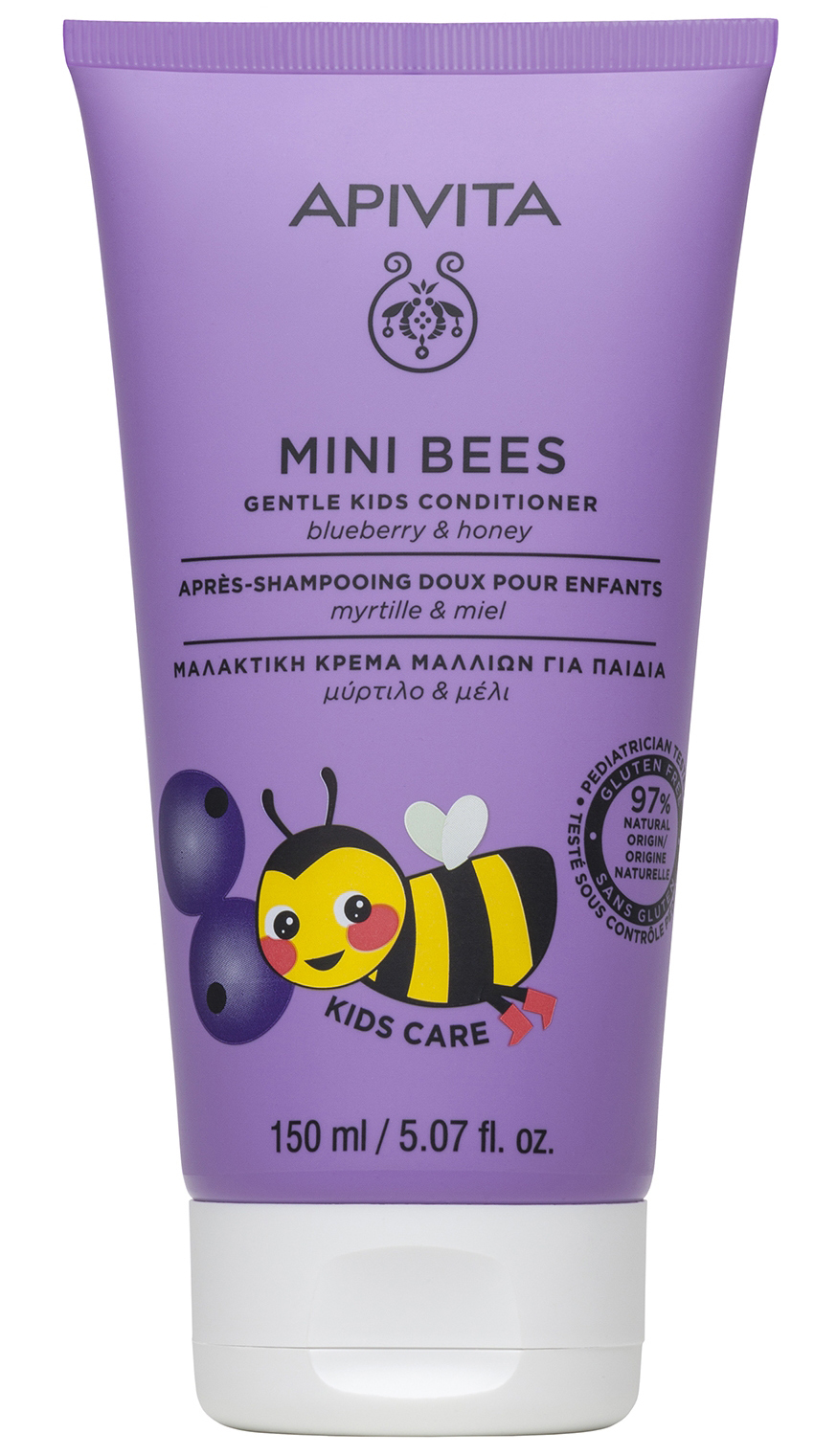Mini Bees детский кондиционер для волос с черникой и медом нежный 150мл Апивита Маленькие пчелки