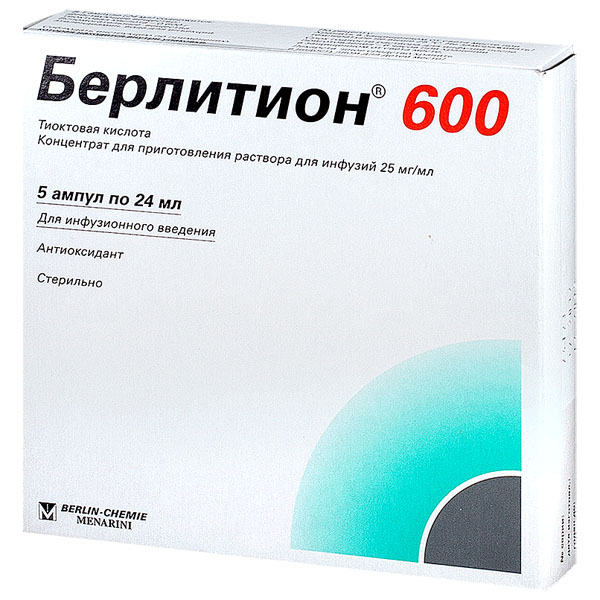 Берлитион 600 конц д/р-ра для инфузий амп 25мг/мл 24мл N5