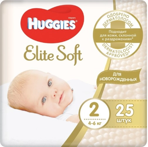 Huggies Elite Soft 2 Подгузники 4-6 кг 25 шт.