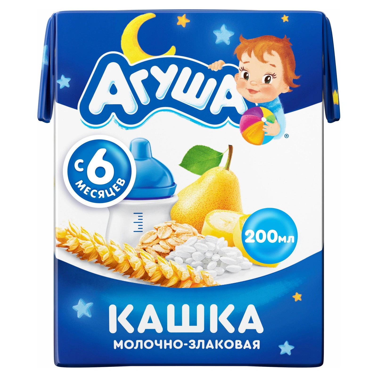 Каша Агуша молочная злаки-груша-банан с 6 мес., 200 г