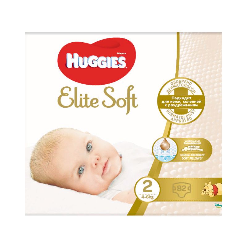 Huggies Elite Soft 2 Подгузники 4-6 кг 82 шт.